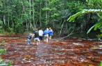 Atravessando o rio rumo ao mirante do Salto Angel, no Parque Nacional Canaima, no sul da Venezueka